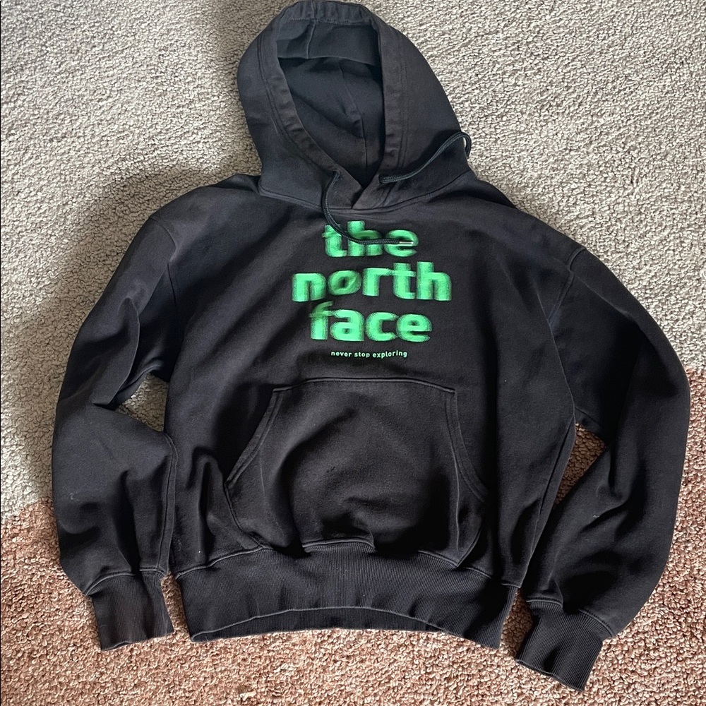 North Face S Black hoodie with green alien script UFO